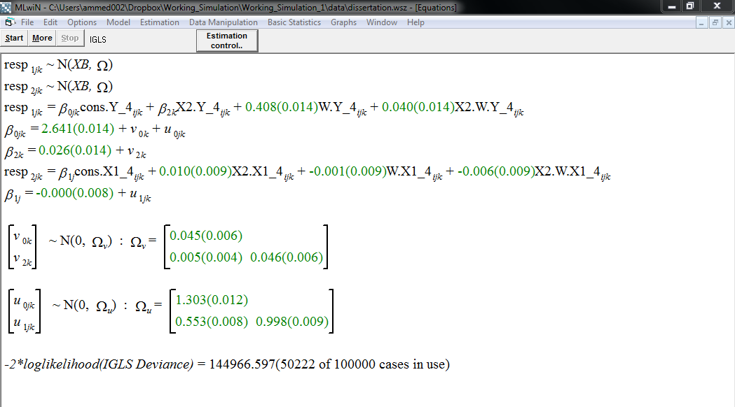 screenshot of mlwin specification