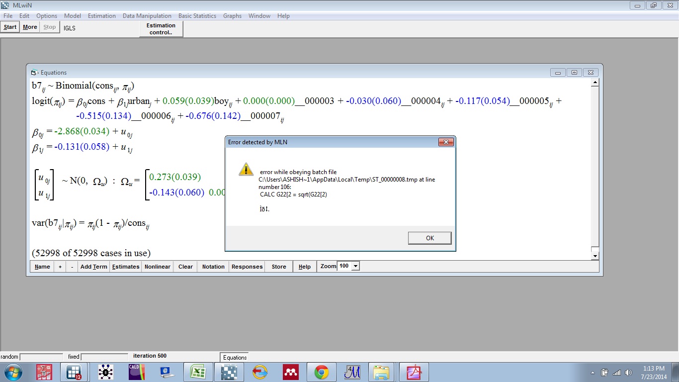 Errors while running the random slope model when iurban made random at level 2